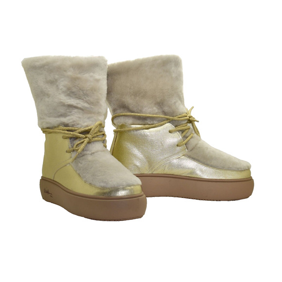 D5 NEW MONTELLIANA 1965-Sonia Shearling & Metallic Leather Lace-Up Boots Size 41